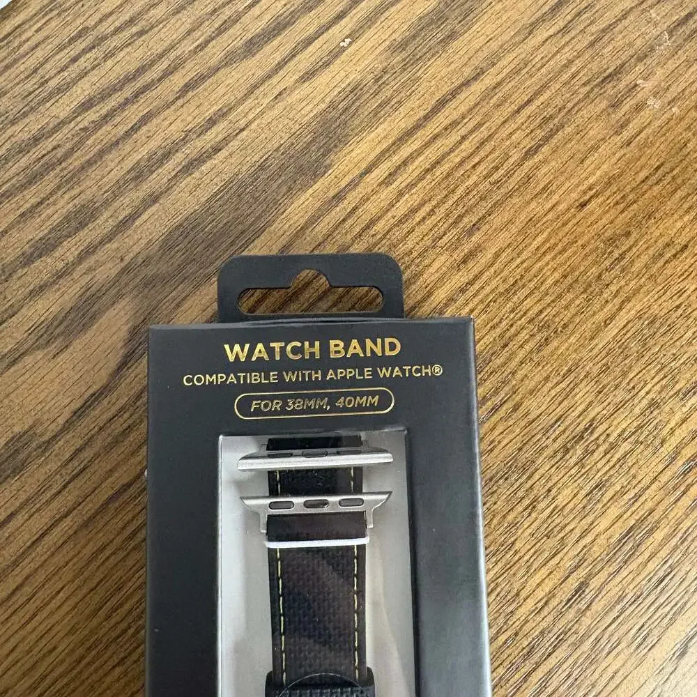 Black Rubber Watch Band W/ Orange Stitching For 42MM 44MM Apple Watch